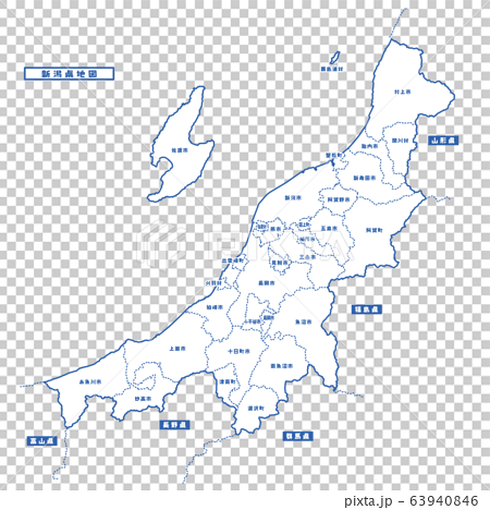 新潟県地図 シンプル白地図 市区町村のイラスト素材
