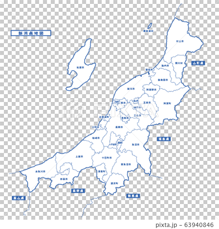 新潟県地図 シンプル白地図 市区町村のイラスト素材