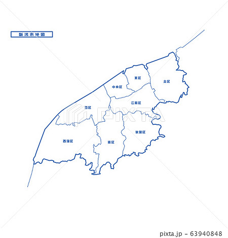 新潟市地図 シンプル白地図 市区町村 63940848