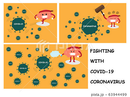brain fighting with CORANAVIRUS and COVID-19 63944499
