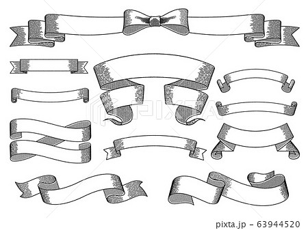 ビンテージ レトロ リボン バナーのイラスト素材 [63944520] - PIXTA