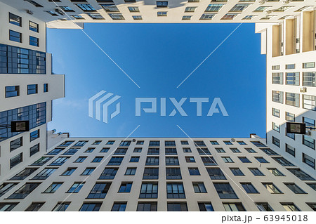 Modern bright buildings internal square yard view 63945018