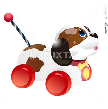 懐かしいおもちゃ 子犬の散歩のイラスト素材