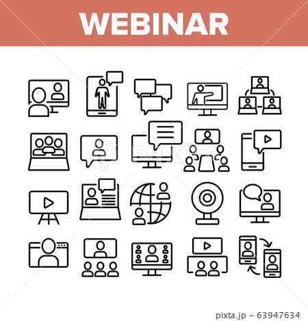 Webinar Education Collection Icons Set Vector Webinar Education Collection Icons Set Vector 63947634