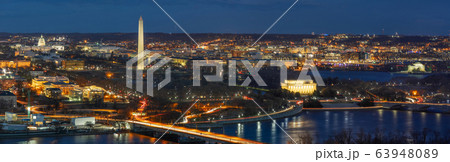 Panorama Top view scene of Washington DC down town which can see United states Capitol, washington monument, lincoln memorial and thomas jefferson memorial, history and culture for travel concept 63948089