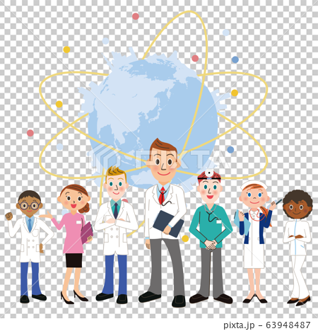 世界とネットワークする医療チームのイラスト素材