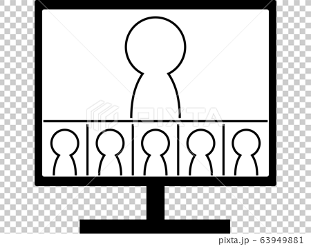 Simple Silhouette 6 People Web Conference Line Stock Illustration