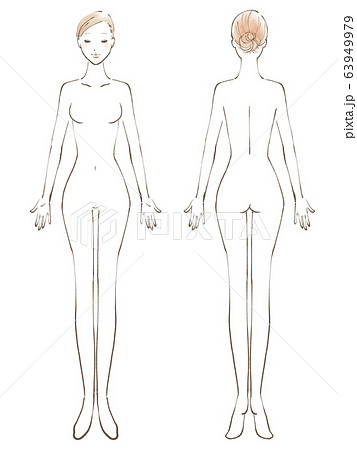 全身 女性 裸 目閉じる（色つき） 63949979