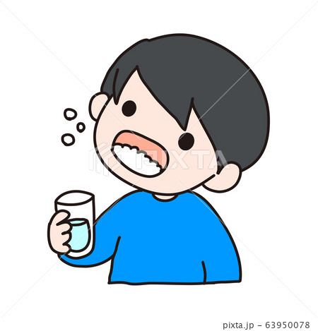 うがいをしている男の子のイラスト素材