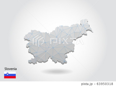 Vector polygonal Slovenia map. Low poly design. Vector polygonal Slovenia map. Low poly design. 63950318