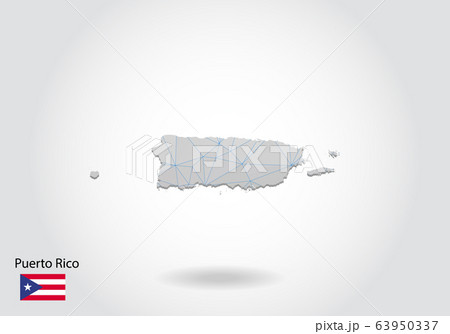 Vector polygonal Puerto Rico map. Low poly design. 63950337