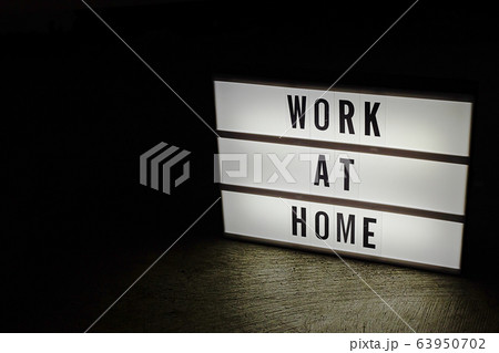The cinema Lightbox  work at home word for protect coronavirus content. 63950702