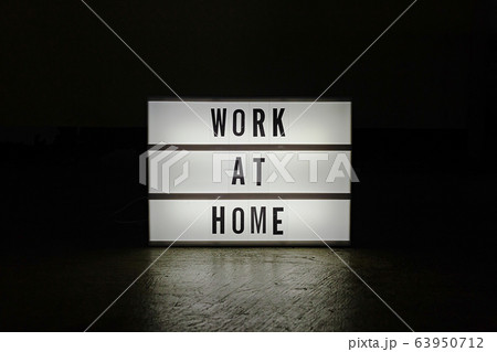 The cinema Lightbox  work at home word for protect coronavirus content. 63950712