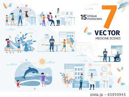 Modern Healthcare Services Flat Vector Scenes Set Modern Healthcare Services Flat Vector Scenes Set 63950943
