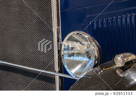 fragment of the front of a vintage car 63951533