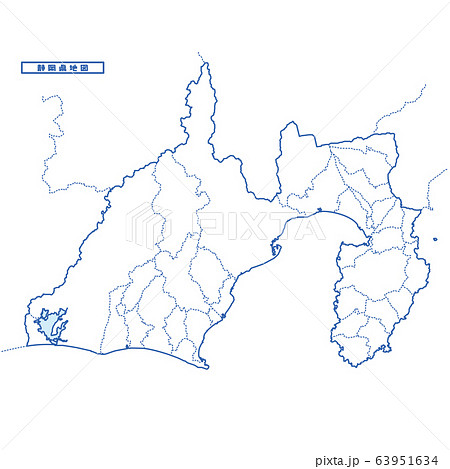 静岡県地図 シンプル白地図 市区町村