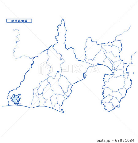 静岡県地図 シンプル白地図 市区町村のイラスト素材