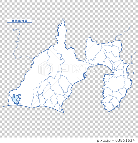 Shizuoka Prefecture Map Simple White Map Stock Illustration
