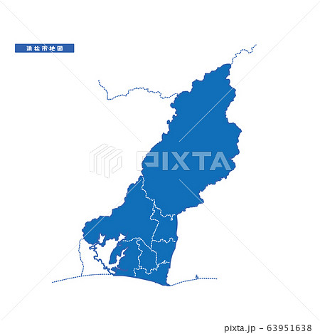 浜松市地図 シンプル青 市区町村 63951638
