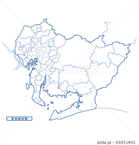 愛知県地図 シンプル白地図 市区町村