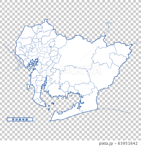 愛知県地図 シンプル白地図 市区町村のイラスト素材