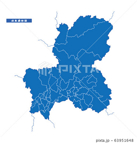 岐阜県地図 シンプル青 市区町村のイラスト素材