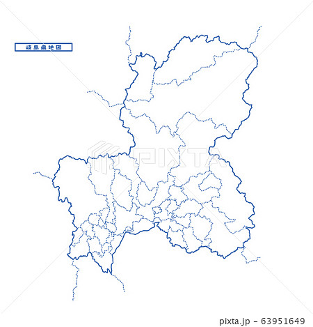 岐阜県地図 シンプル白地図 市区町村のイラスト素材