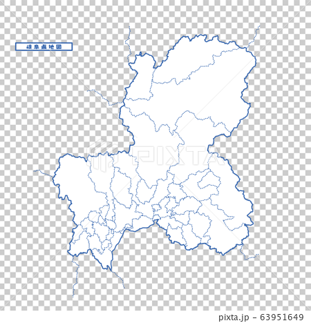 岐阜県地図 シンプル白地図 市区町村のイラスト素材