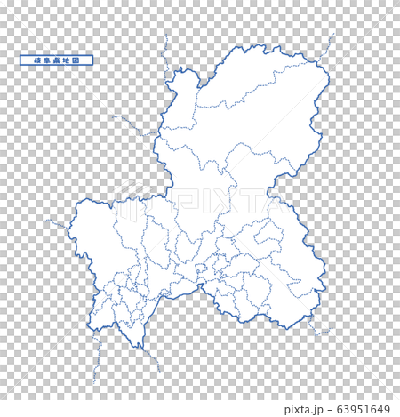 岐阜県地図 シンプル白地図 市区町村のイラスト素材