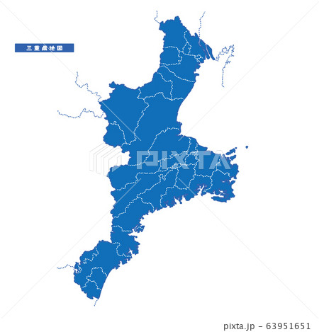 三重県地図 シンプル青 市区町村 三重県地図 シンプル青 市区町村 63951651