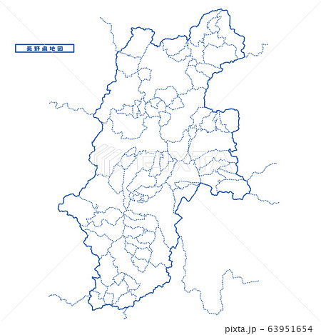 長野県地図 シンプル白地図 市区町村
