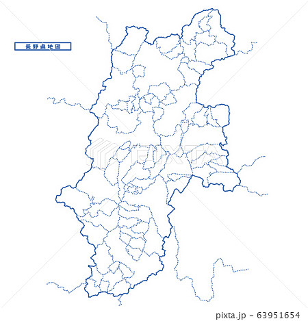 長野県地図 シンプル白地図 市区町村のイラスト素材