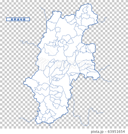 長野県地図 シンプル白地図 市区町村のイラスト素材