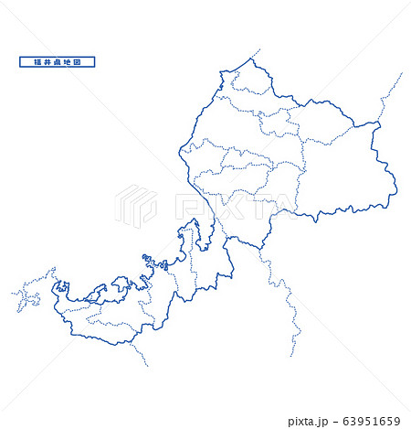 福井県地図 シンプル白地図 市区町村