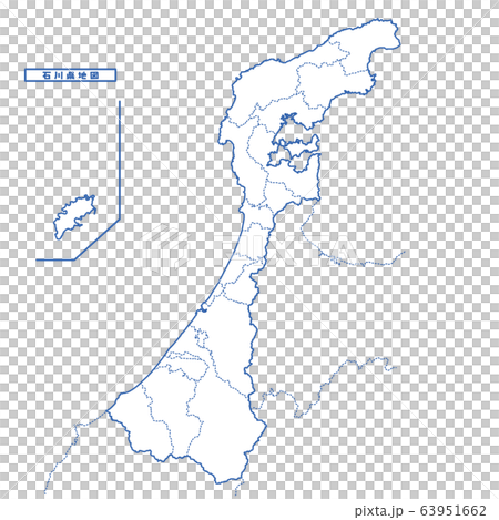 石川県地図 シンプル白地図 市区町村のイラスト素材