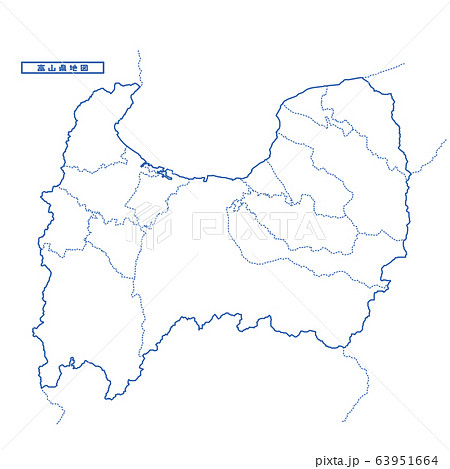 富山県地図 シンプル白地図 市区町村