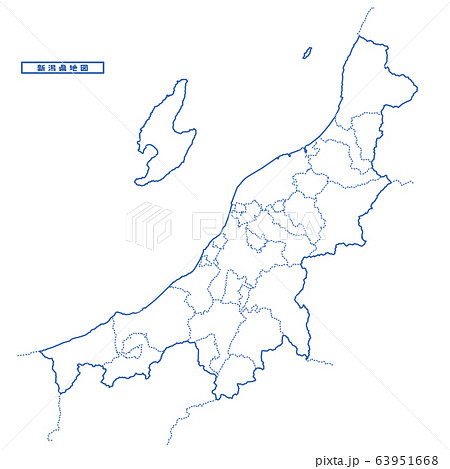 新潟県地図 シンプル白地図 市区町村のイラスト素材