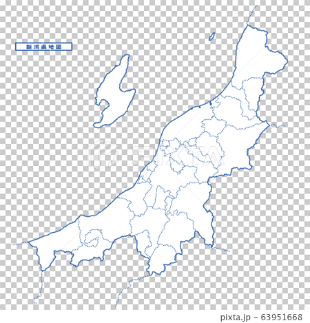 新潟県地図 シンプル白地図 市区町村のイラスト素材
