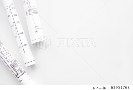 Architect workplace top view 63951768
