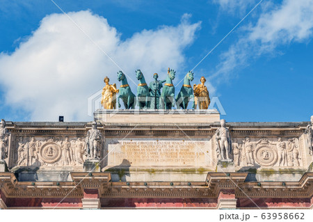 Quadriga on the Arc de Triomphe du Carrousel - Paris, France Quadriga on the Arc de Triomphe du Carrousel - Paris, France 63958662