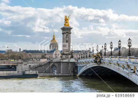 Dome des Invalides with Pont Alexandre III in Paris 63958669