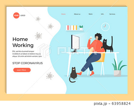 woman sits at the computer on a white background home isolation vector illustration 63958824