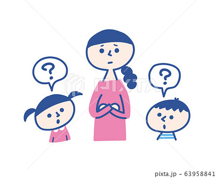 子供たちの疑問　悩むお母さん 63958841