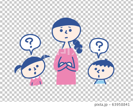 子供たちの疑問　悩むお母さん 63958841