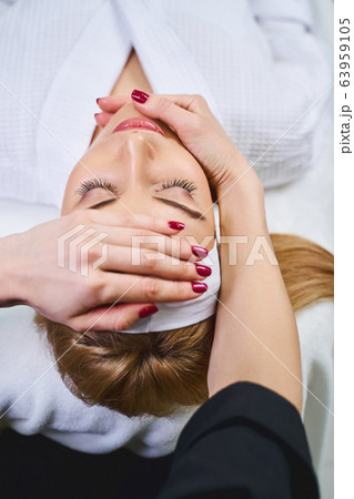 Young woman during manual massage stock photo 63959105