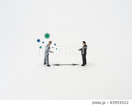 ソーシャルディスタンス/社会的距離。新型肺炎(コロナ、covid-19)対策イメージ ソーシャルディスタンス/社会的距離。新型肺炎(コロナ、covid-19)対策イメージ 63959322