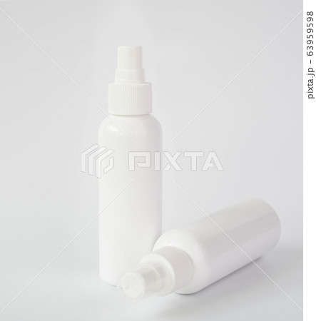 White bottles of sanitizer or liquid soap for hand 63959598
