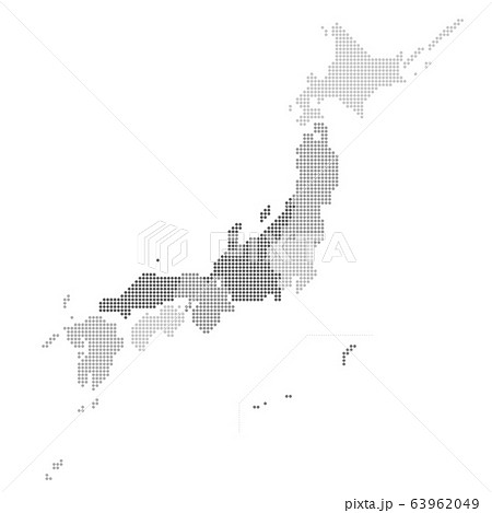日本地図 ドットマップ 地方別 県別 北方領土のイラスト素材