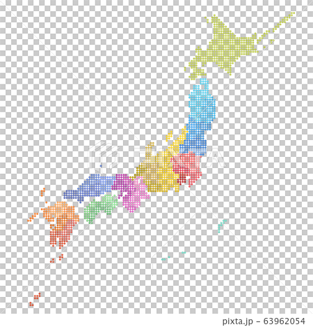 日本地図, ドットマップ, 地方別, 県別, 北方領土 (epsは都道府県ごとにレイヤー分け) 63962054