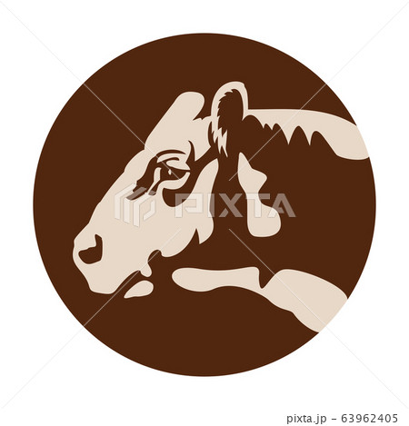 Cow head logo or icon, farm domestic animal. Cow head logo or icon, farm domestic animal. 63962405